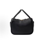 PRADA Enamel metal triangular logo zipper closed handbag for women in black